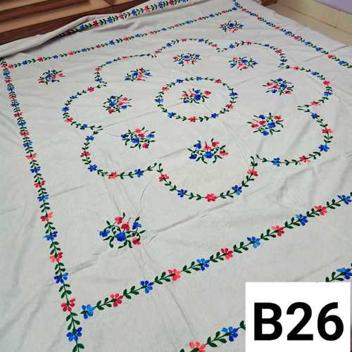 Any Kolkata Chikan Hand Embroidered Double Bedsheets