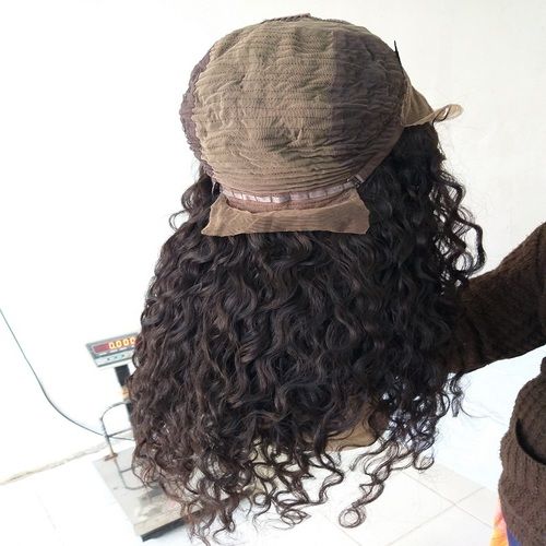 Top Quality Natural Black Human Hair Deep Curly Lace Wig Length: Available In 10-34 Inch (In)