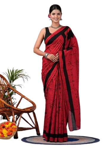 Mulmul Cotton Saree - Color: As Per Your Requirement.