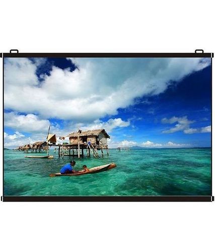 Wall Mounted Projector Screen - Premium Quality Fabric, Manual Roll-Up Design for Vivid Colors and Crisp Images