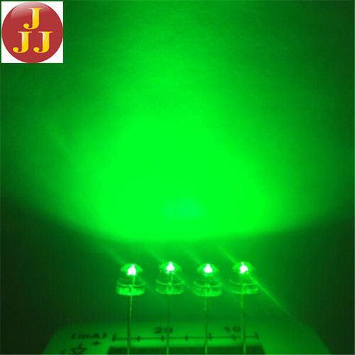 5mm Water Clear Straw Hat with Flange Green LED Short Legs Use for Indicator