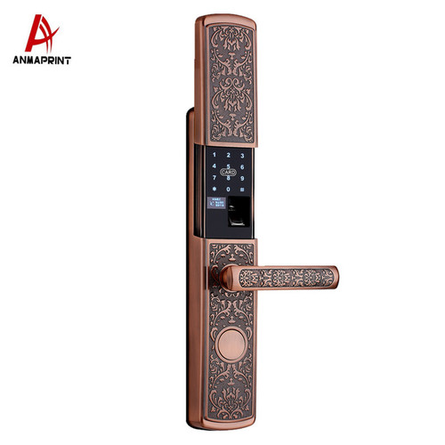 स्मार्ट फ़िंगरप्रिंट स्कैनर वुडन एंड मेटल डोर लॉक