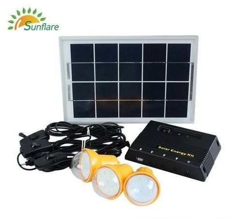 Portable Solar Home Light System - ABS Material, 6W/5V Poly Solar Panel | 3*2W LED Lights, 8800mAh Li Battery, Overcharge Protection, Mobile Charging Function