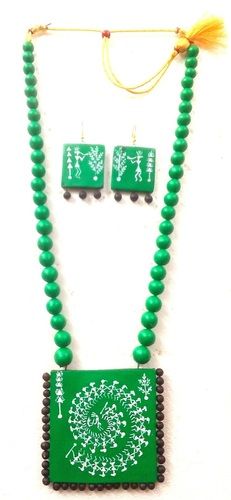 Handcrafted Terracotta Necklace Exclusive WARLI Design An Earthy pendant set