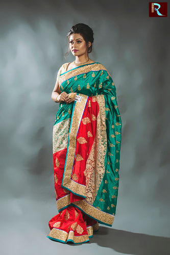 Multicolor Designer Saree With Brasso Net