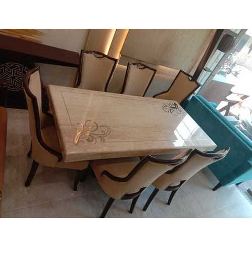 Italian Marble Dining Table 6 Chairs Set