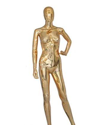 Plastic Relaxing Pose Gold Chrome Female Mannequin