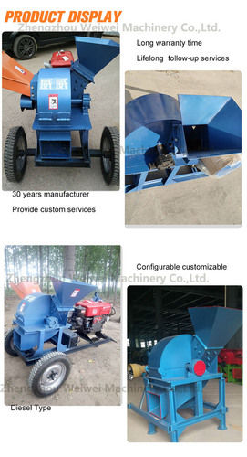 Blue Stainless Steel Wood Hammer Mill Wood Crusher Sawdust Making Machine