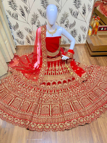 Designer Red and Golden Indian Bridal Lehenga choli with heavy  embroideryBespoke | eBay