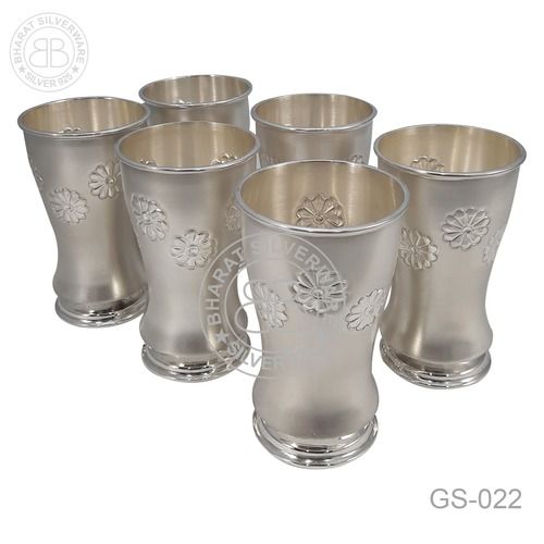 Round Shape Base Pure Silver Glass Set