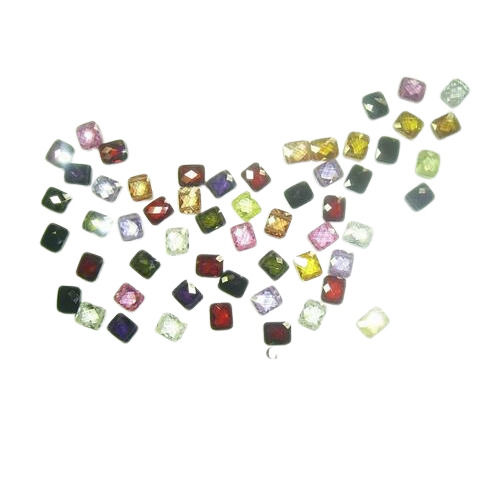 10x12mm Cubic Zirconia (Cz) Rectangle (Faceted Cut), With Two Holes (Side To Side)