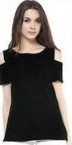 plain black cold shoulder top