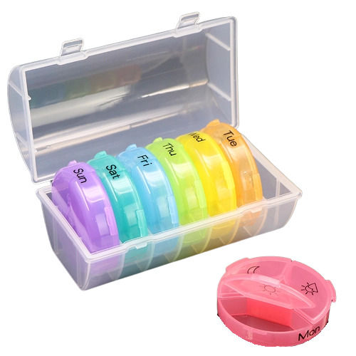 Plain Transparent 7 Day Smart Compartment Plastic Medicine Storage Box