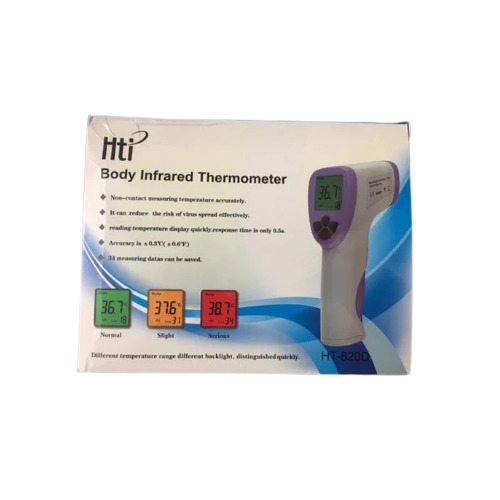 HTI Infrared Thermometer - Plastic (ABS), Fast Non-Contact Measurement 0.5S | Smart Data Storage, High Temperature Alarm Function, Memory Recall