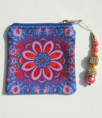sparkling flower motif canvas coin purse 218