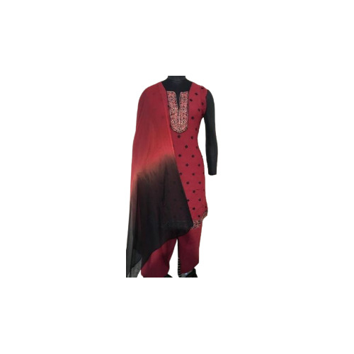 Women Red Printed Salwar Suit - Decoration Material: Laces