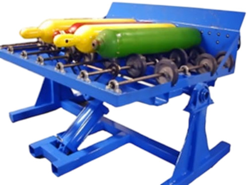 Hydraulic Gas Cylinder Rolling Machine - Electric 5-Year Warranty Gear Based Operation Auto Timer Feature MS Body Suitable for 5/6 Cylinders of 10-50 Liter Capacity
