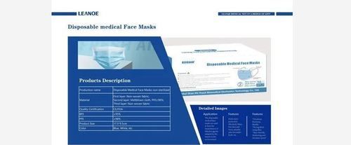 Disposable Face Mask For Medical Use Application: 3 Ply