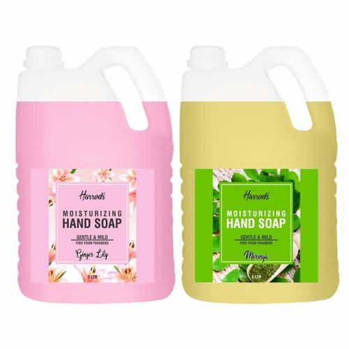 Purple Harrods Ginger Lily + Moringa Hand Wash With Shea Butter For Moisturizing, Natural Floral Extracts For Soft Skin & Parabenes Free 5L