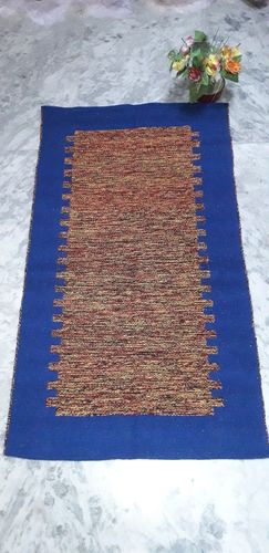 Blue Large Size Floor Cotton Rug Back Material: Woven Back