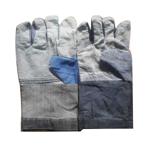 Blue Skin Friendly Plain Full Finger Unisex Easily Washable Jeans Hand Gloves For Daily Use