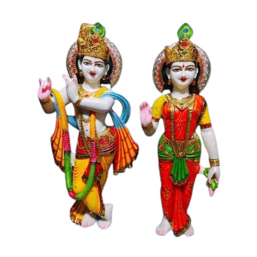Radha Krishna Statue - 2.5 Feet Height, Multicolour Glossy Finish | Durable, Eco-Friendly, Easy to Clean Marble Craftsmanship