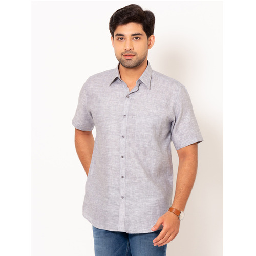 Men Gray Half Sleeves Linen Shirt - Color: Various Colors Are Available