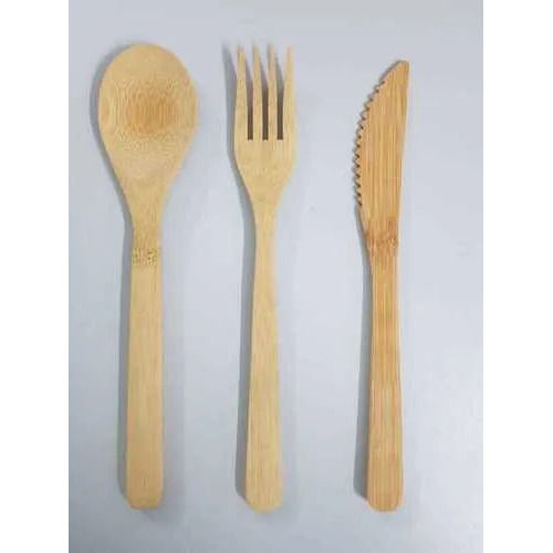 Bamboo Fiber Cutlery Set - Color: Natural Light Brown