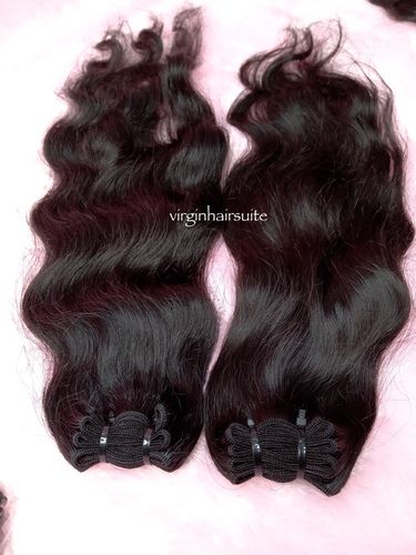 Natural Shiny Black Virgin Wavy Human Hair