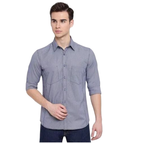 Men Woven Texture Shirts - Premium Quality Cotton Blend, Long Sleeve Classic Style in Grey | Sophisticated Look, Comfortable Fit, Breathable, Anti-UV, Quick Dry, Plus Size Available