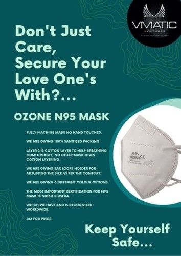 Washable Reusable Five Layer Three Dimensional 95% Protective N95 Face Mask (Pack of 50)
