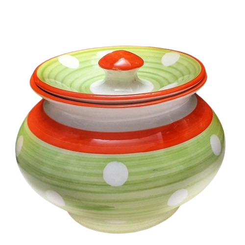 Ceramic Handi - Color: Green And Orange