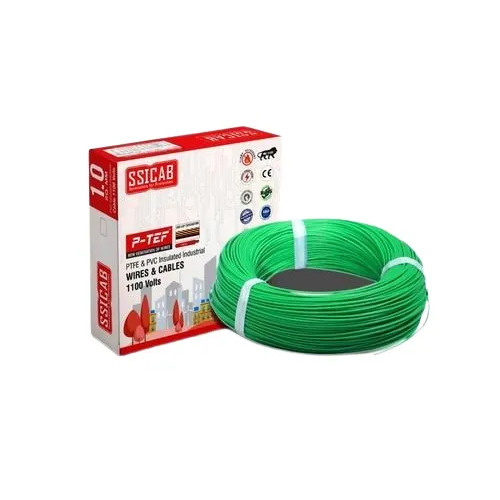 Ssicab Ptef 0.75 Sqmm Green Wire - Cable Capacity: 1100 Volt (V)