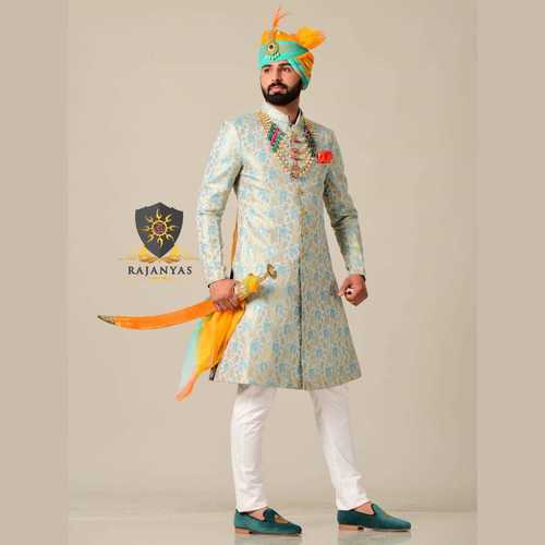 Royal Sea Beet Color Designer Brocade Achkan