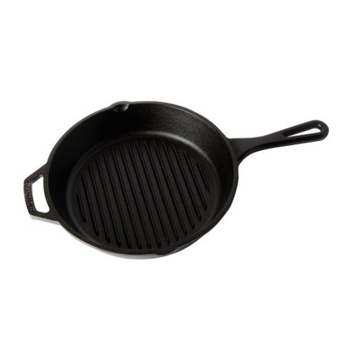 Black 10 Inches Cast Iron Grill Pan - Material: Metal