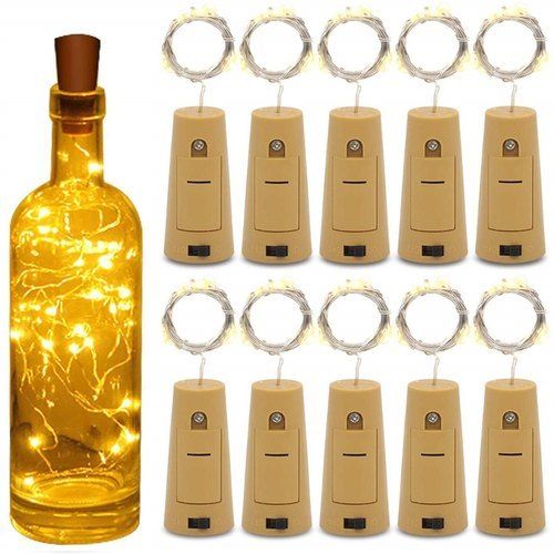 Single And Warm White X4Cart Pack Of 1 Wine Bottle Cork Copper Wire String Lights (2 Meter 20 Led In Each) - Indoor Outdoor Light Decoration For Home Birthday Party, Medium