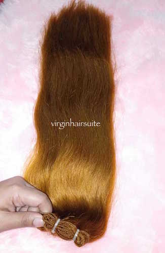 Brown Color Straight Human Hair Weft Bundles