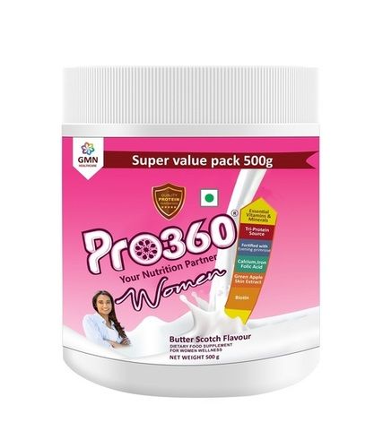 Pro360 Women Butterscotch Flavour Nutritional Protein Drink Complete Dietary Supplement For Women Wellness 500G Dosage Form: Powder