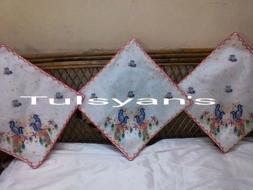 Square White Color Hand Embroidered Cotton Cushion Covers