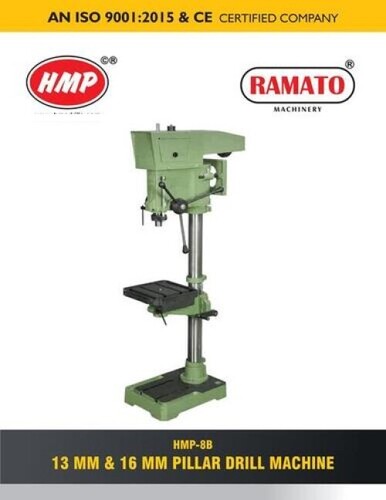 HMP Pillar Drilling Machine - Metal Construction, 13 mm Drilling Capacity | Light Green, Electric Motor Powered, New Condition