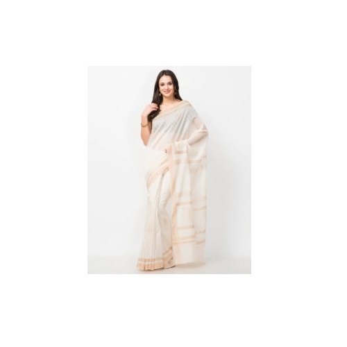 व्हाइट फेस्टिवल वियर त्वचा के अनुकूल बेहद आरामदायक सुंदर और खूबसूरत लेडीज बगरू प्रिंट मल कॉटन साड़ी ब्लाउज पीस के साथ