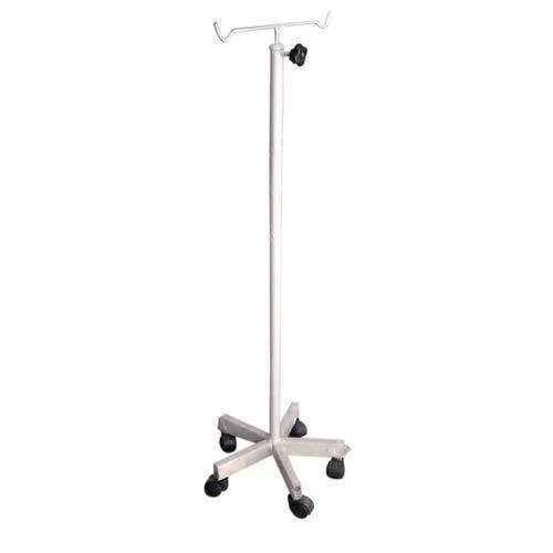 IV Stand - Stainless Steel, 5-6 Feet Height, White | Movable With 4 Rustproof Wheels, Anti-Scratch Finish, Open Storage
