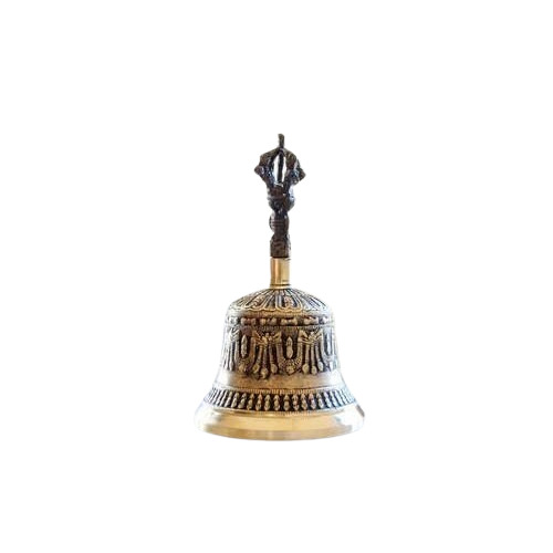 Round Designer Brass Bell for Temple - Weight 300-800 Gram, Polished Finish | Water Resistant, Easy to Clean, Corrosion Resistant, Durable
