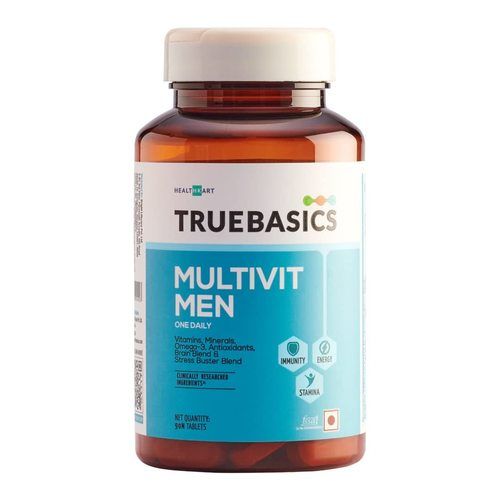 True Basics Multivit Men Multivitamin For Men With Zinc Vitamin C Vitamin D3 And Multi Minerals Antioxidant Rich Stress Buster Blend Clinically