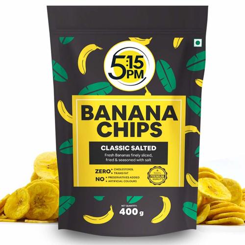 Fresh Crispy Yellow Banana Wafers Chips, Classic Salted Flavour, 400 G