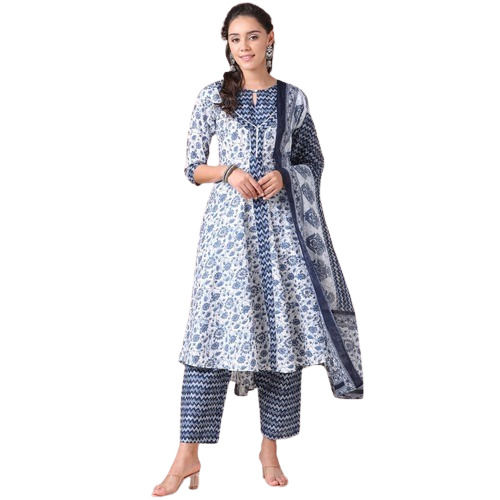 Ladies Full Stitched Cotton Kurti Palazzo With Dupatta Set