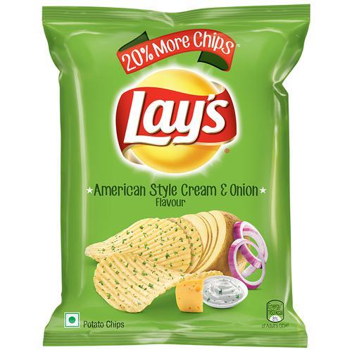 Hygienically Packed Rich Taste Calm Cream And Onion Flavour Lays Potato Chips Packaging: Box