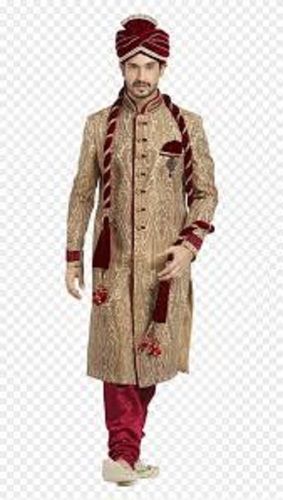 Cream Embroidred Pattern, Full Sleeves, Men'S Wedding Sherwani