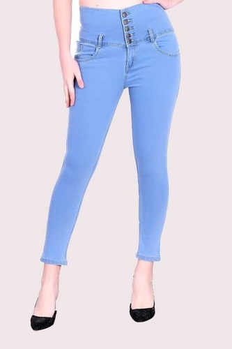 Samle mulighed Opfylde Light Blue Color Stretchable High Waist Slim Fit Jeans For Girls Age Group:  7-8 Years at Best Price in Delhi | B. M. Garments