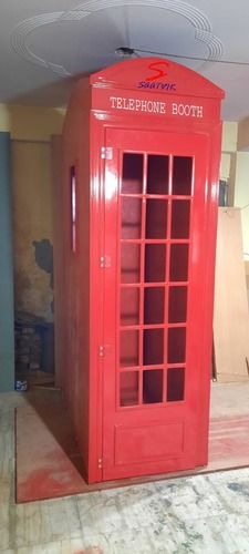 Wood Red Color Telephone Booth With Dimension 30X48X90 Inches And Front Door